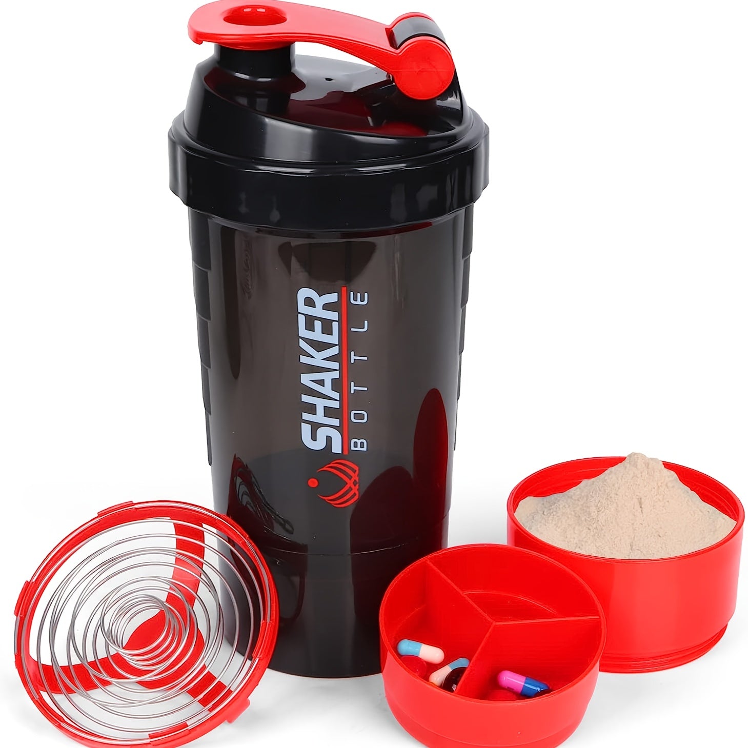 16oz Leak-Proof Plastic Protein Shaker Bottle for Fitness and Workout