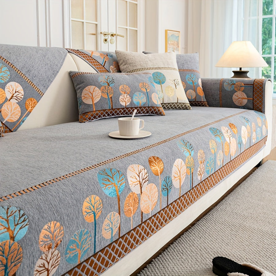 Нескользящая накидка на диван с мотивом дерева для 1-4 местных диванов, безопасна для домашних животных, моется в машине, прочная