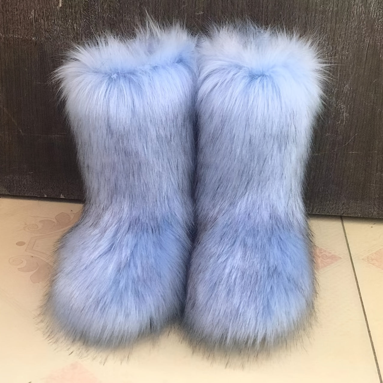 Women's Faux Fur Winter Boots Slip-On Snow Boots White Cozy Warm