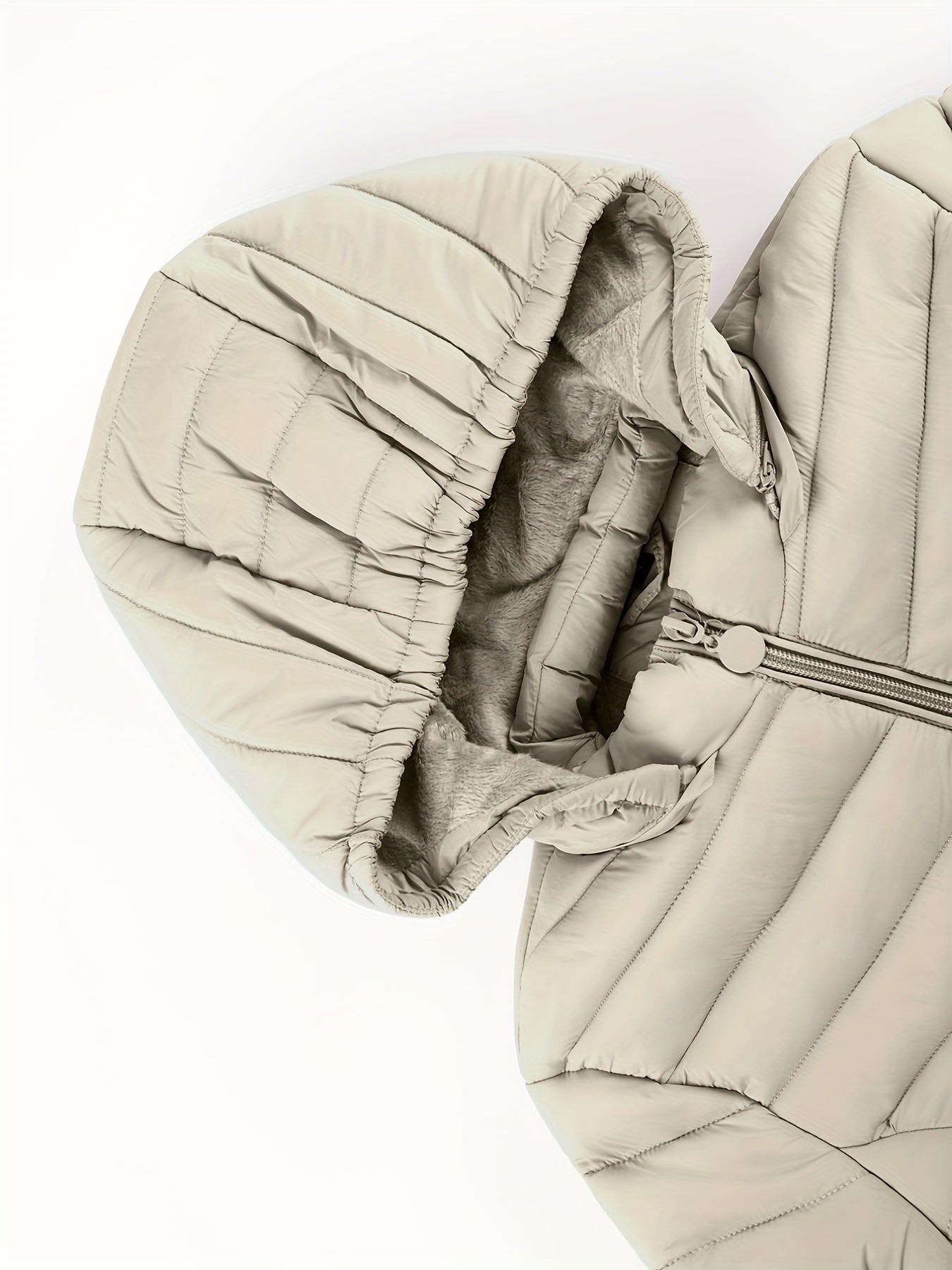 Abrigo acolchado con cremallera para mujer con bolsillos inclinados, manga larga, otoño e invierno, impermeable, no elástico