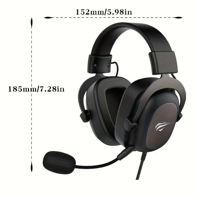 Gaming Headset with Protein Leather Earmuffs Detachable Microphone Surround Sound Adjustable Headband