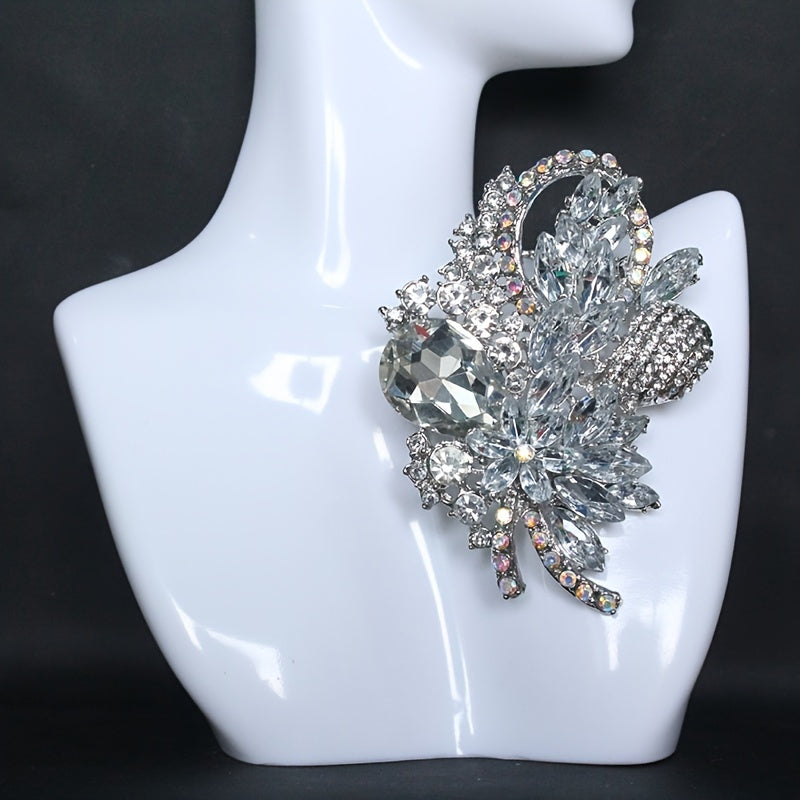 High-End Rhinestone Flower Lapel Pin for Women's Clothing Accessories