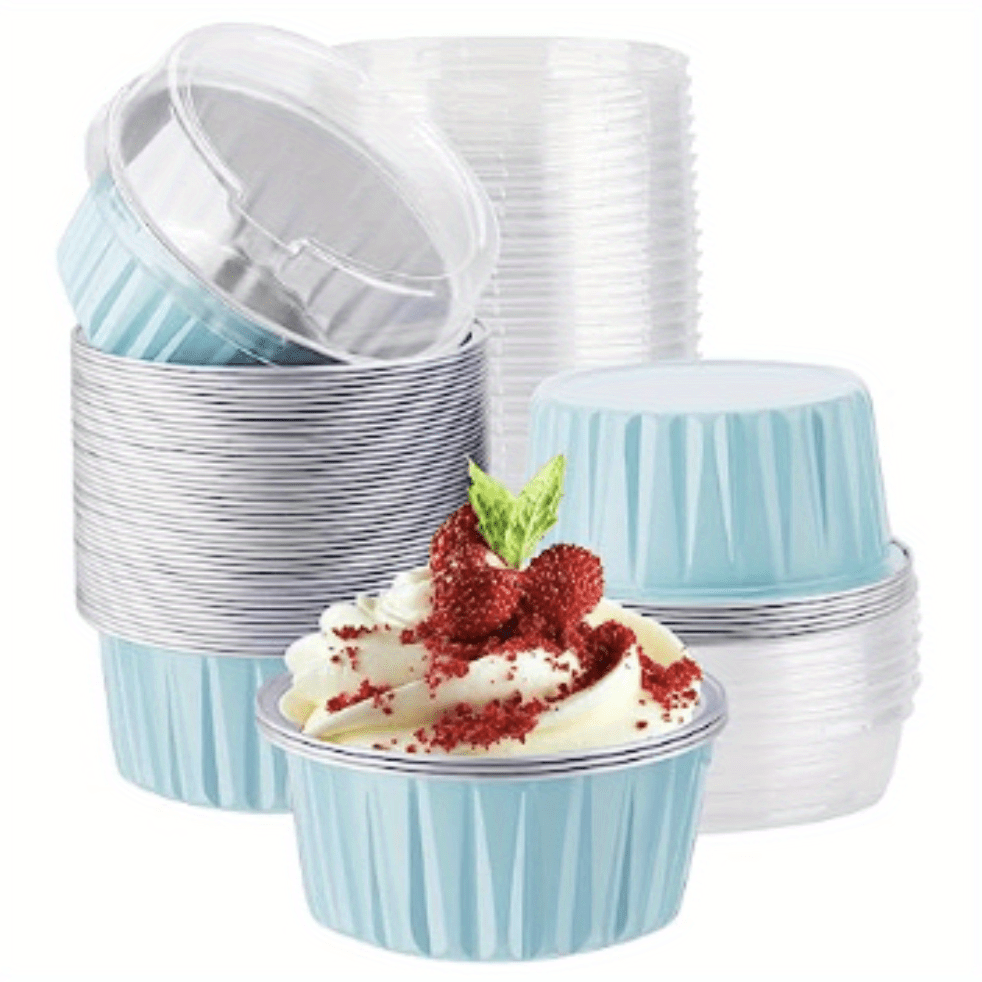 Reusable Aluminum Foil Baking Cups with Lids, Black and Gold, 10 25 50 Count