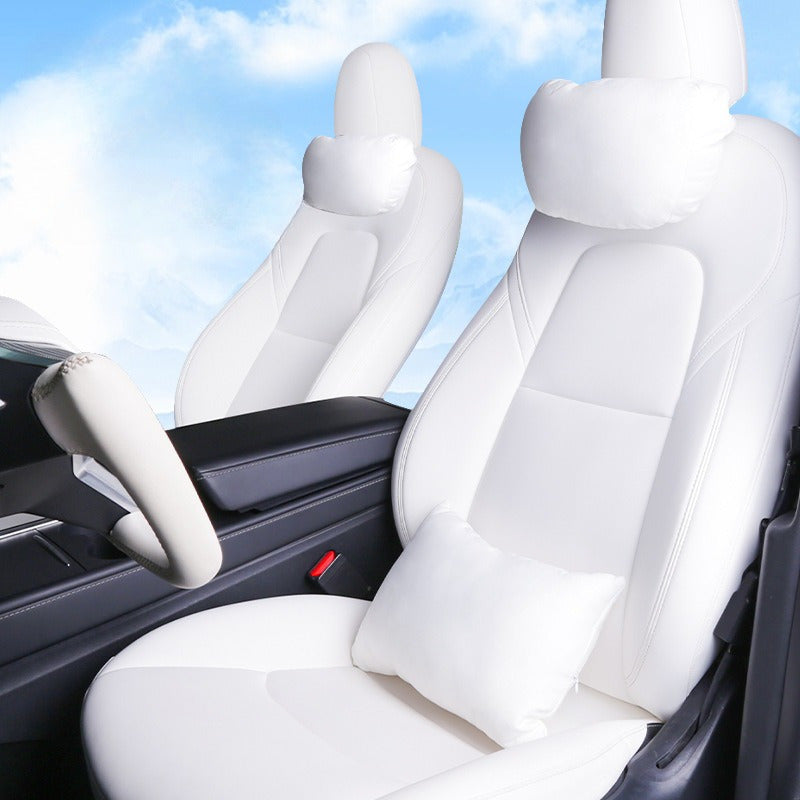 2pcs Car Headrest Neck Pillow Cushions for Tesla Model Y/3 Biological Fleece