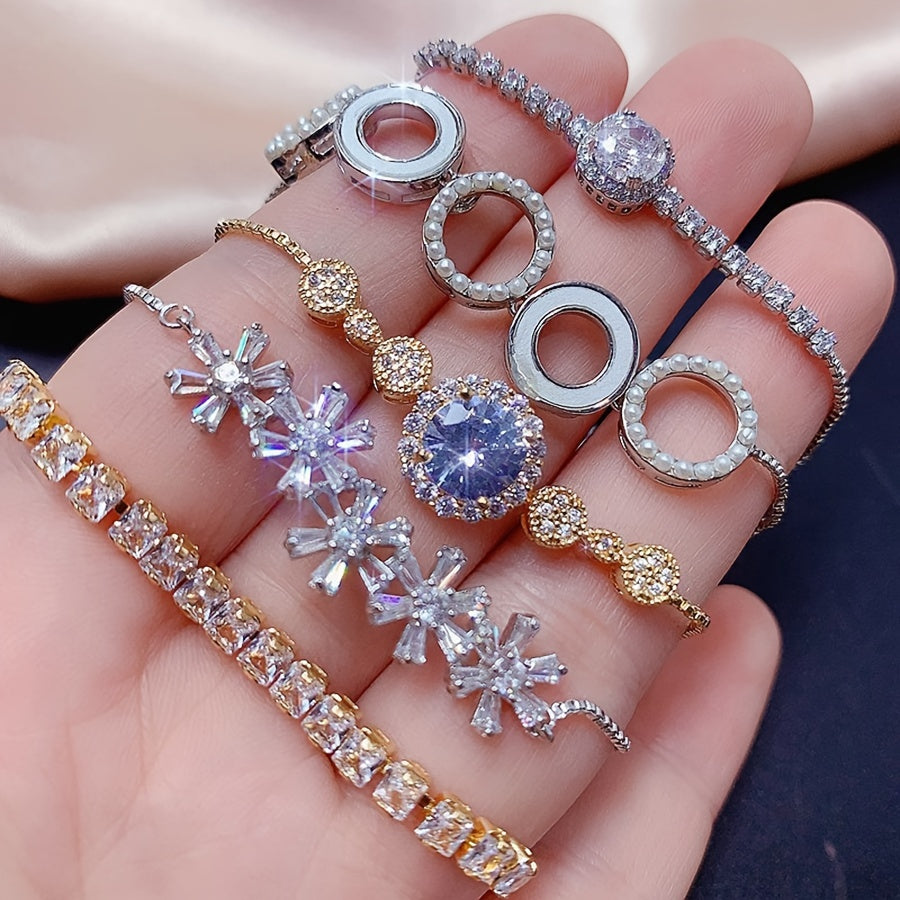 Set of 10 Assorted Copper Bangles with Heart Theme Cubic Zirconia Jewelry for Women