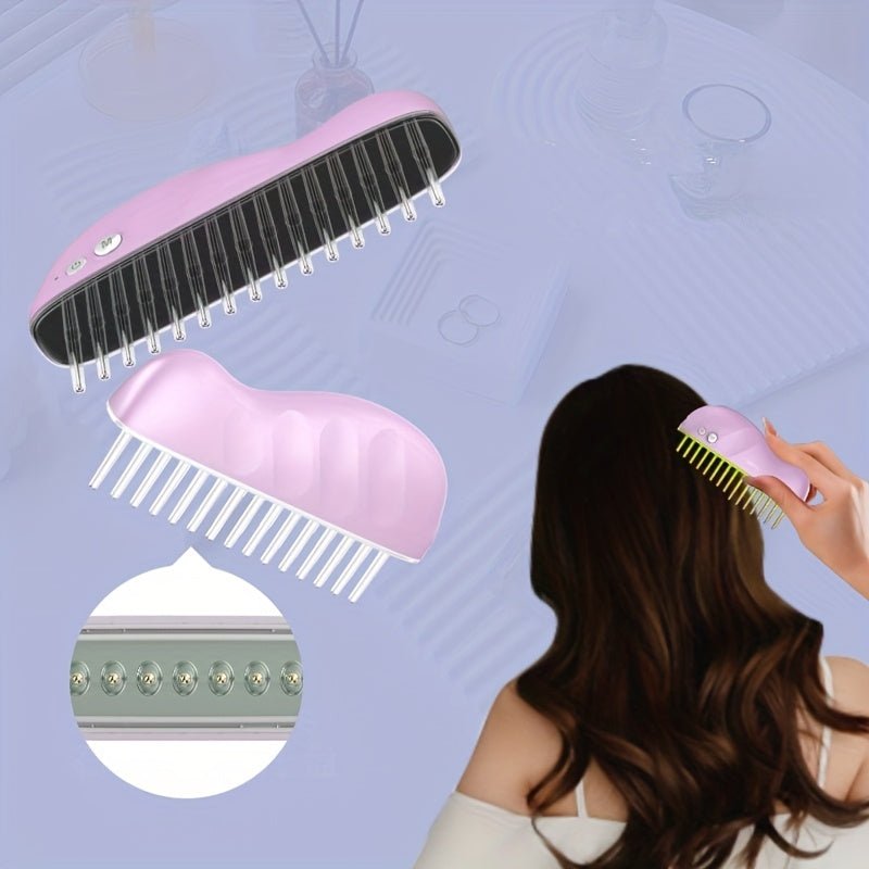 Portable Electric Scalp Massager Comb USB Rechargeable Head Relaxation Tool with Green Accents