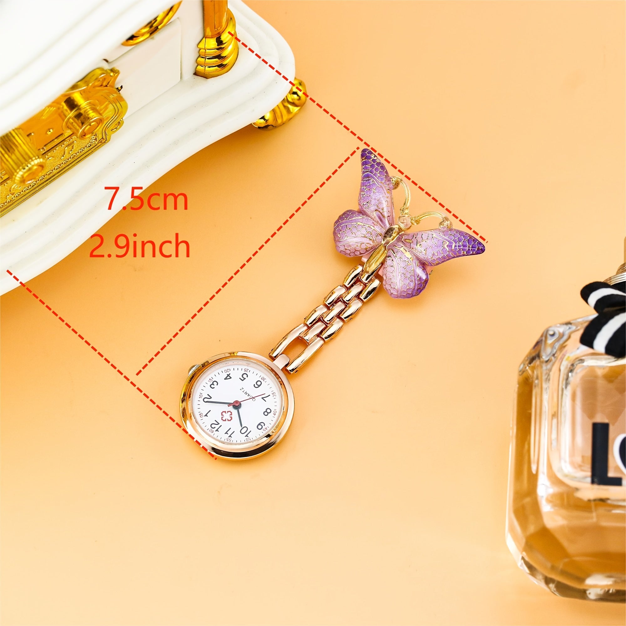 Broche reloj de pulsera Nurse Quartz en forma de mariposa, clip, fob médico, reloj de bolsillo