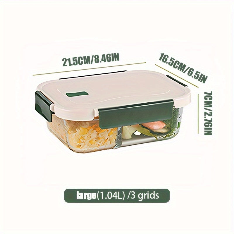 Borosilicate Glass Lunch Box with Snap Lid Microwave Safe Leak-Proof Meal Prep Container