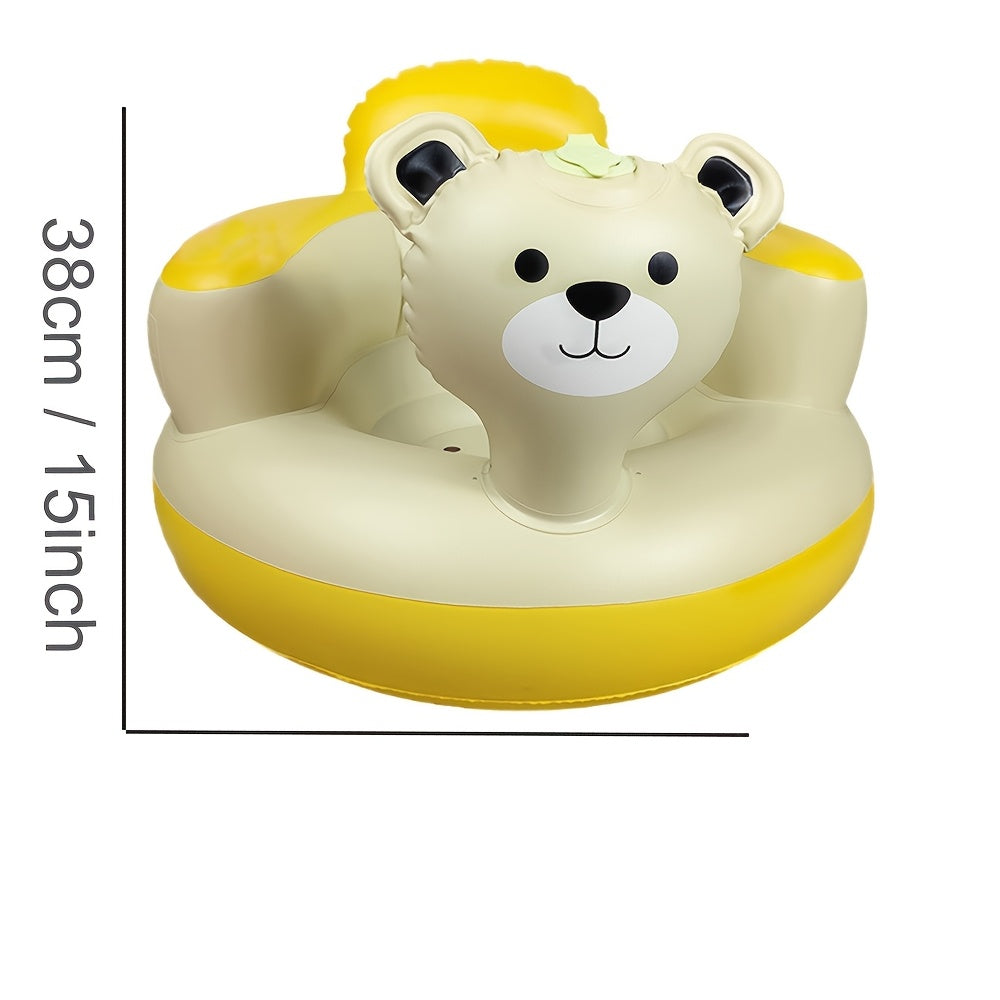 Kids Inflatable Seat Round Learning Sofa for Boys Champagne Yellow Indoor Outdoor