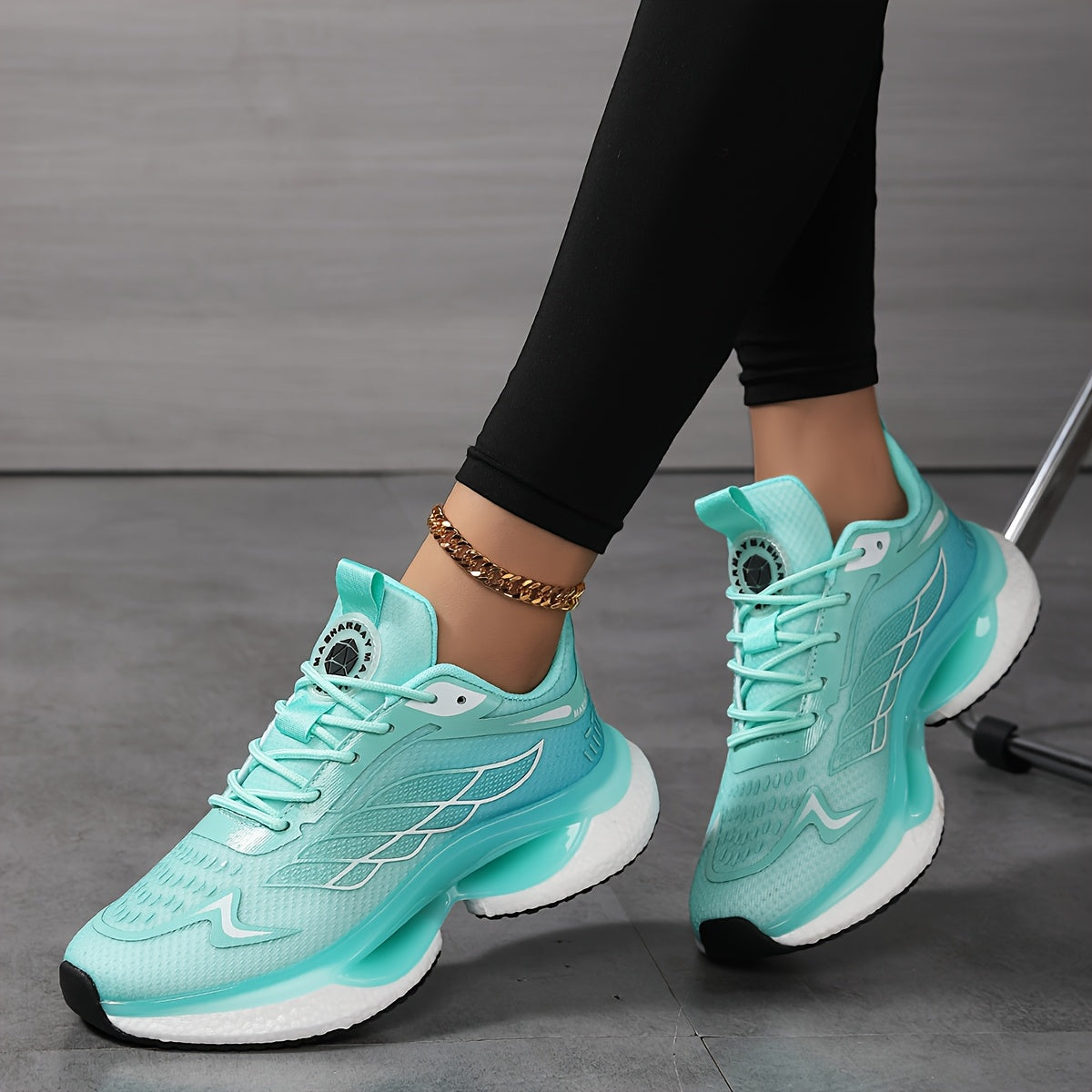 Zapatillas de running transpirables para mujer con malla y amortiguación, deportivas atléticas negras y teal