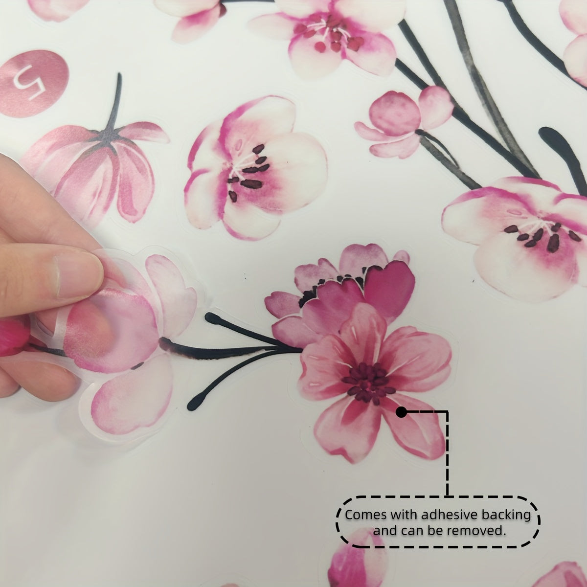 Juego de 4 calcomanías de pared de árboles de flor de durazno rosa para sala de estar, dormitorio, baño