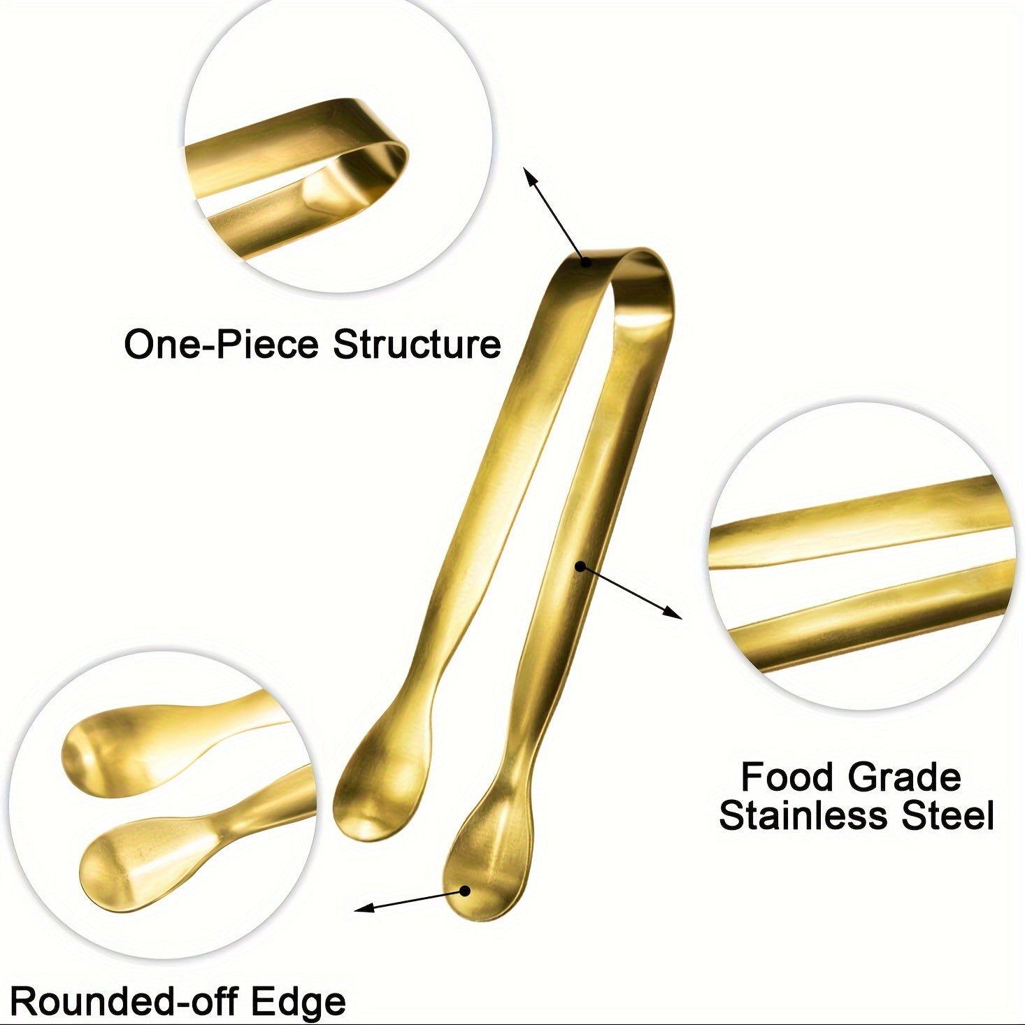 Juego de 1/3/5 pinzas de acero inoxidable dorado para aperitivos pequeños para fiestas y catering