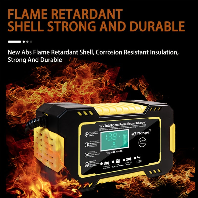 12V 6A Smart Car Battery Charger with LCD Display and Overcharge Protection