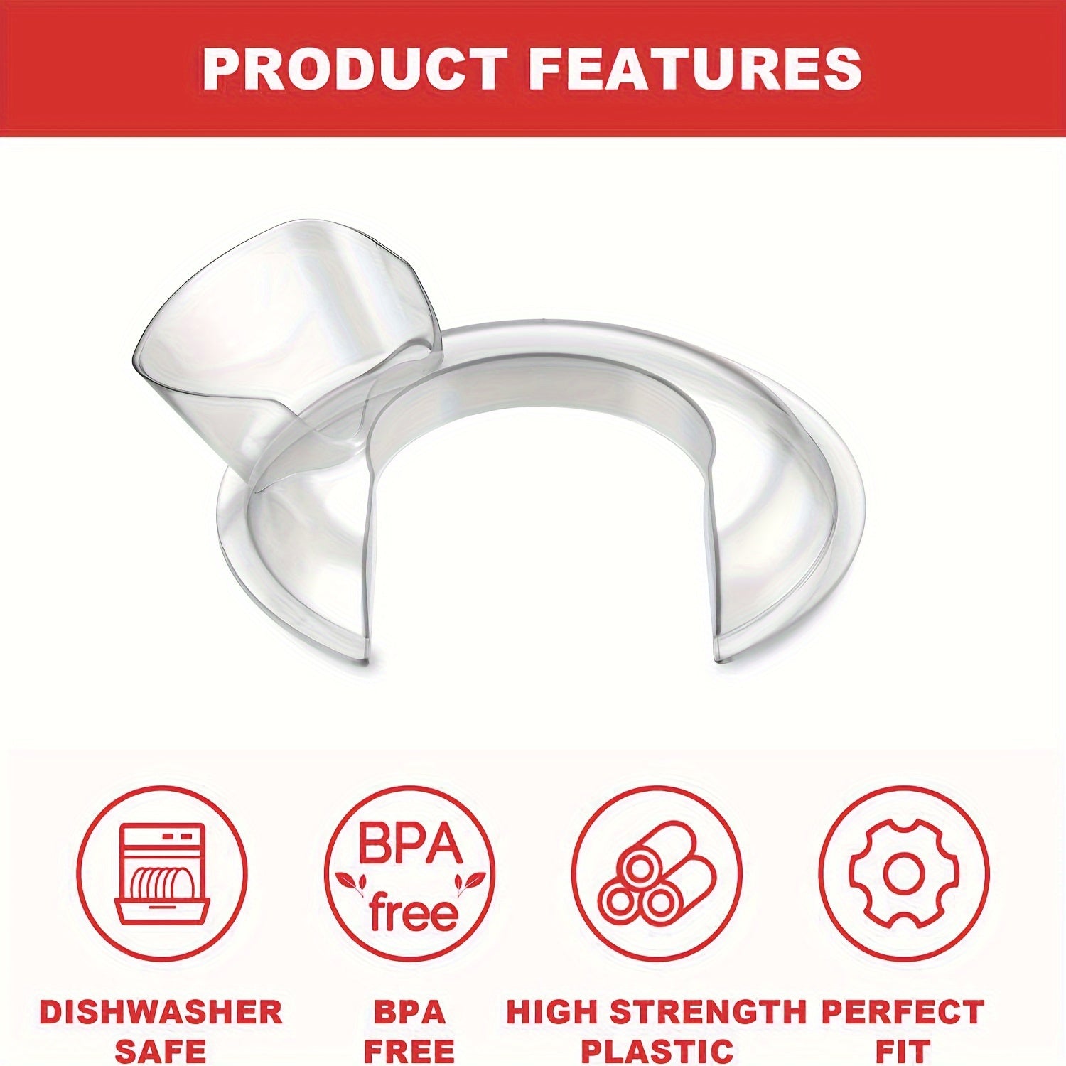 4.5 Quart Mixing Bowl Lid with Pouring Shield for Stand Mixers