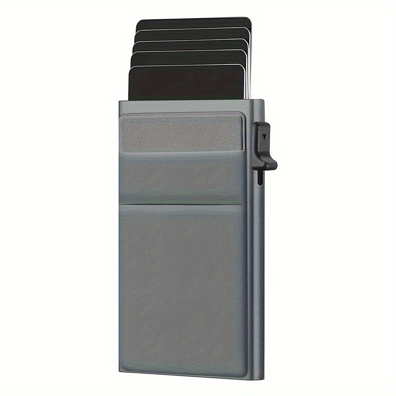 Men's Black Aluminum RFID Wallet with Dual Layer Back and Card Holder