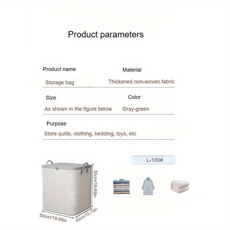 Foldable Storage Bag for Bedding and Clothing Under-Bed Organizer Large Capacity