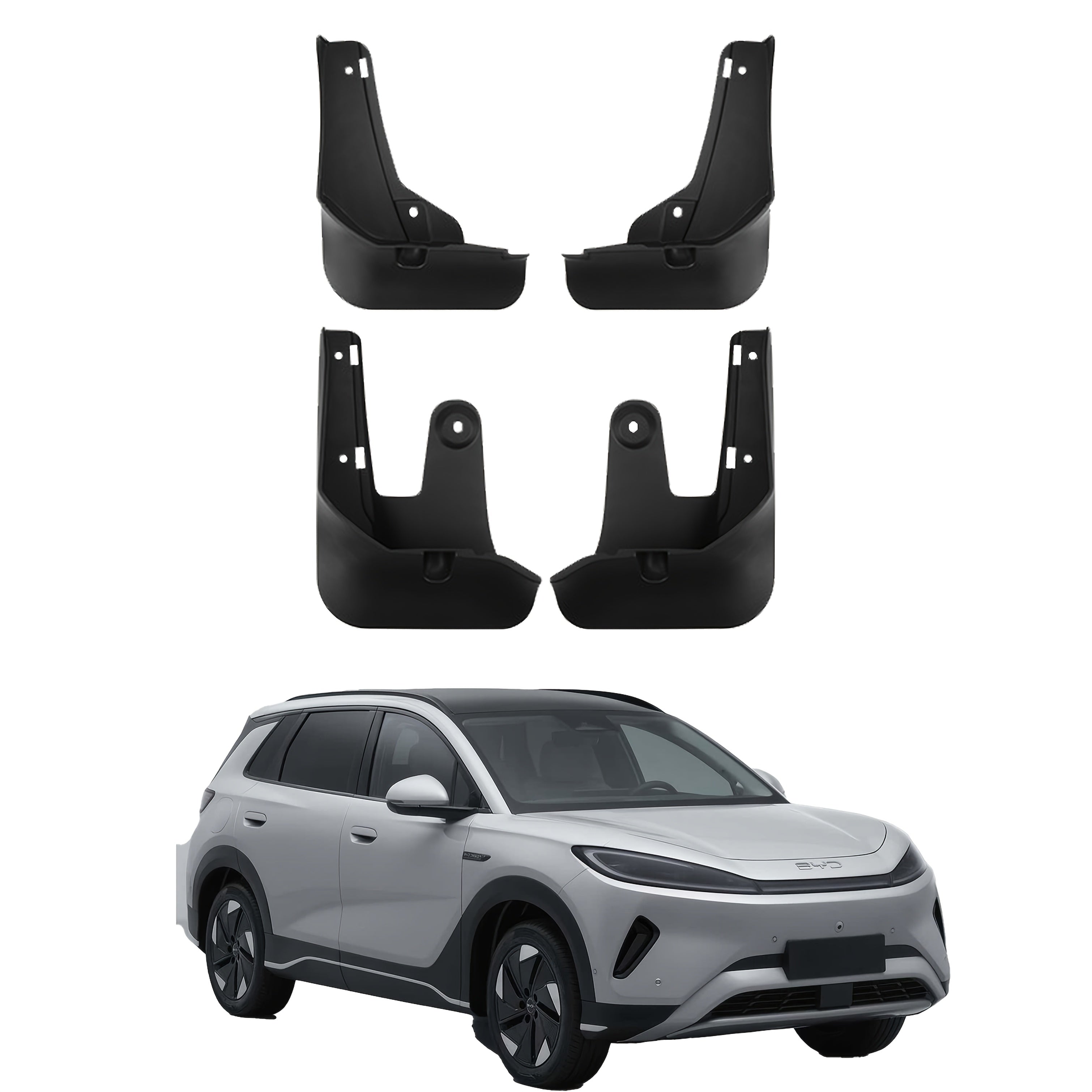 4 piezas de guardabarros de plástico negro para coche, protección contra arena y barro