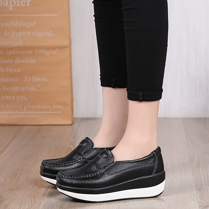 Women's Casual Canvas Sneakers, Slip-On Wedge Shoes, Soft Sole
