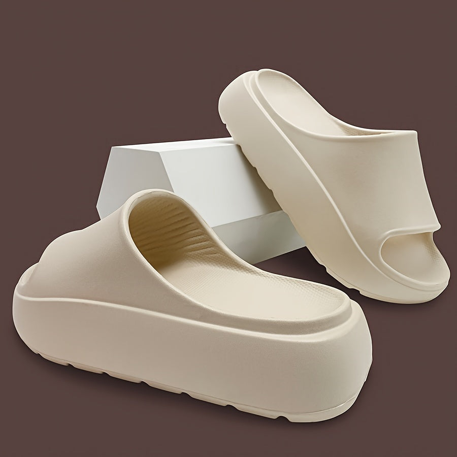 Women's Solid Color EVA Beach Slides with Wedge Platform and Soft Sole