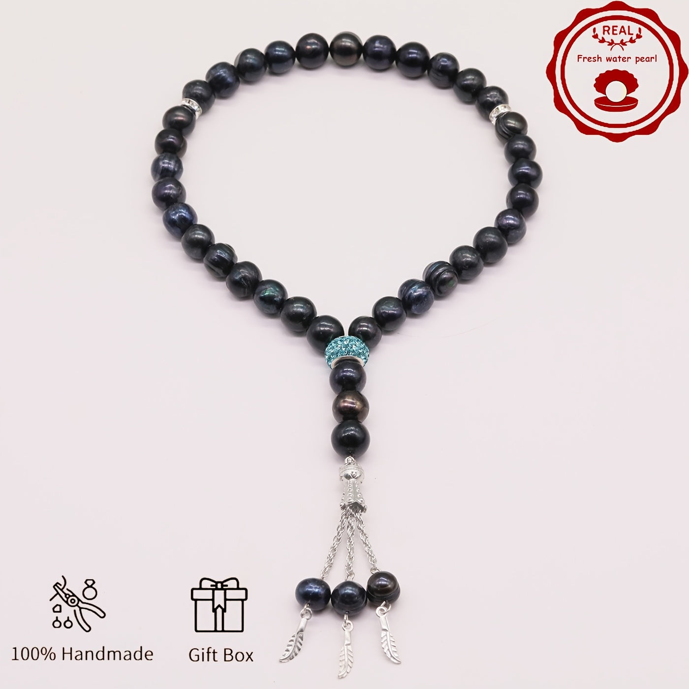 Zarif Qo'l Ishlangan Shirin Suv Marvarid Bilaguzuk - 33 Donadan, Onalar Kuni va Ongni Tinchlantirish Sovg'alari Uchun Ideal