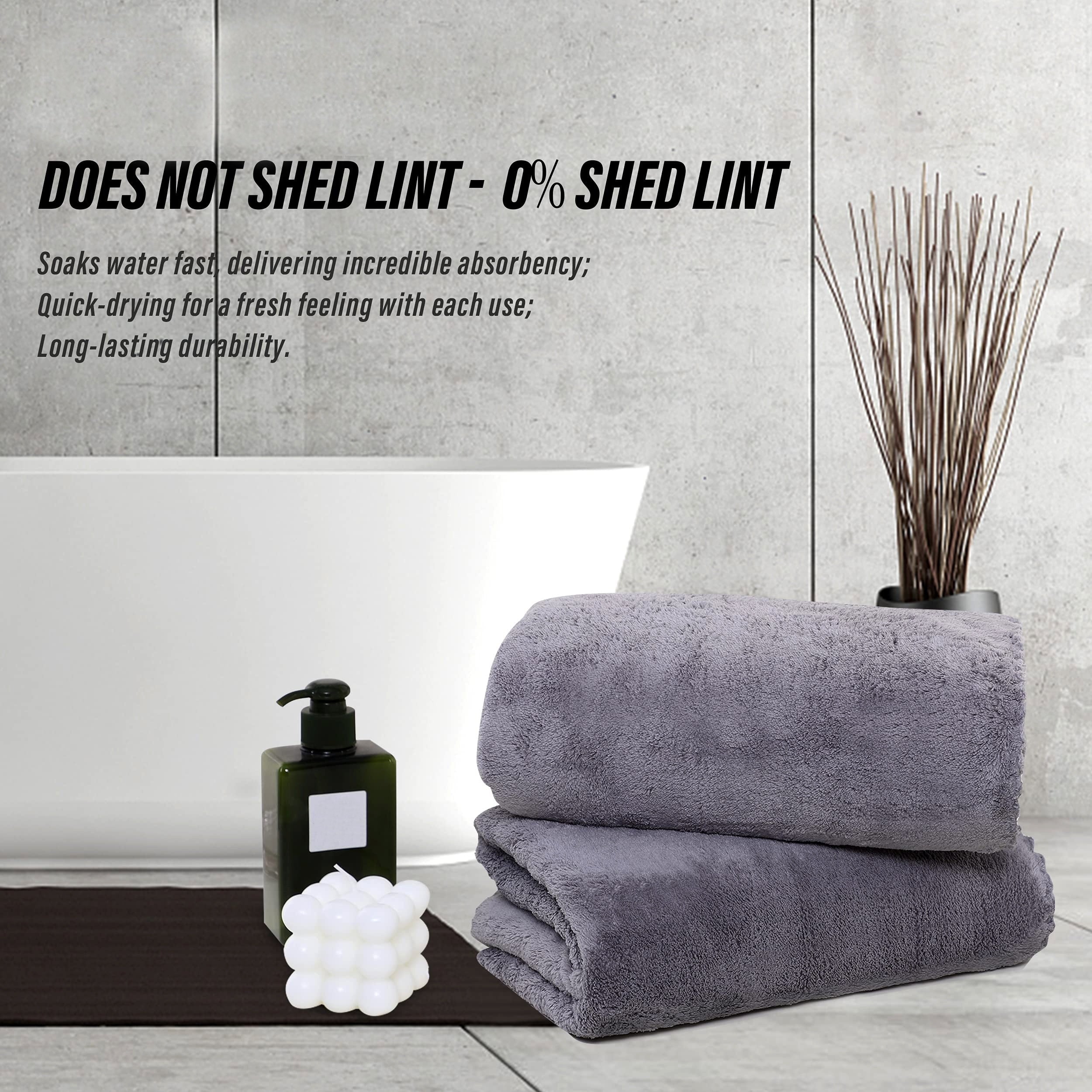 2-Piece Polyester Coral Velvet Bath Towel Set Highly Absorbent Soft for Bathroom Fitness Travel