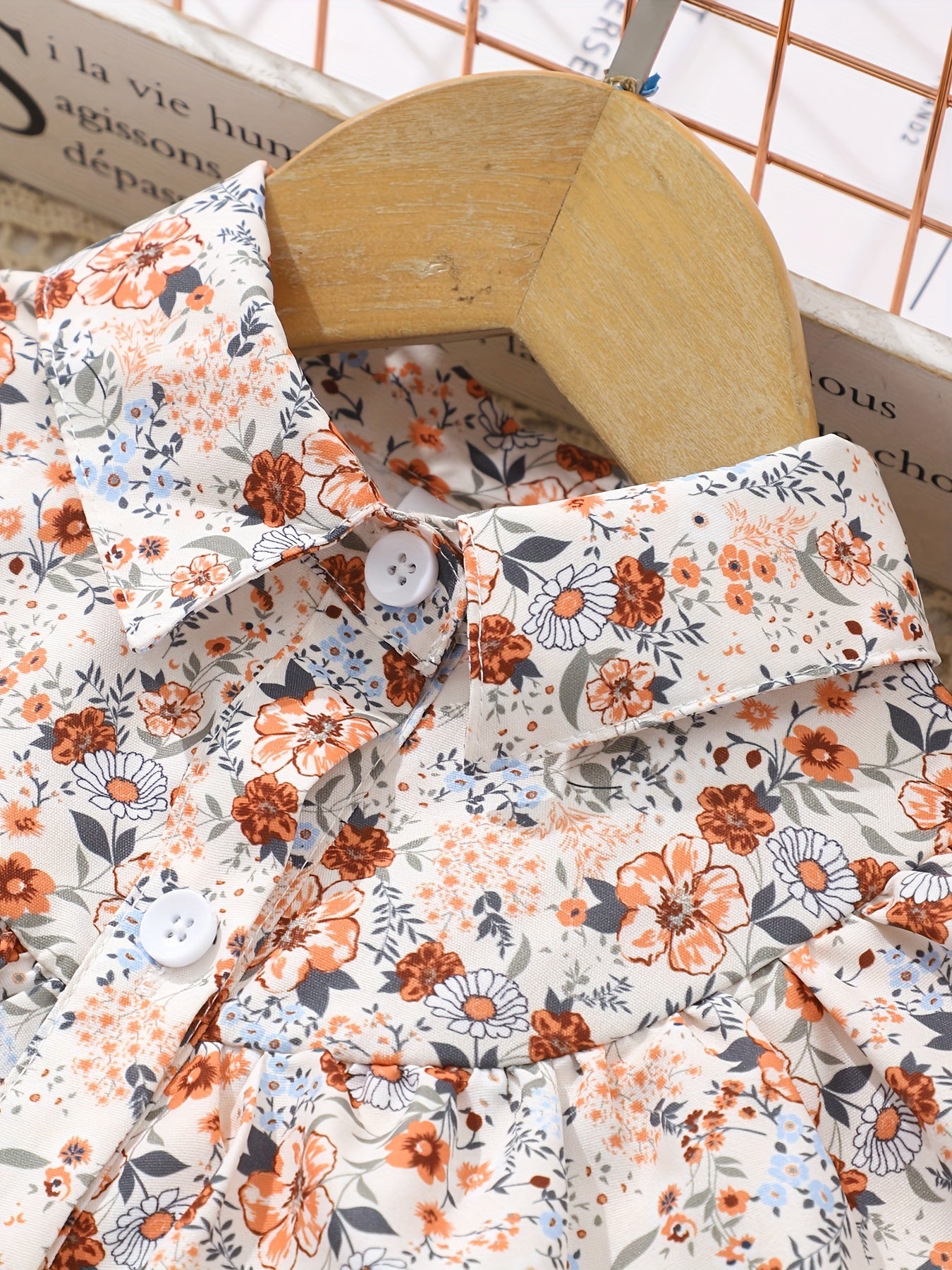 Girls' Long Sleeve Floral Ruffle Dress for Fall and Winter Holidays