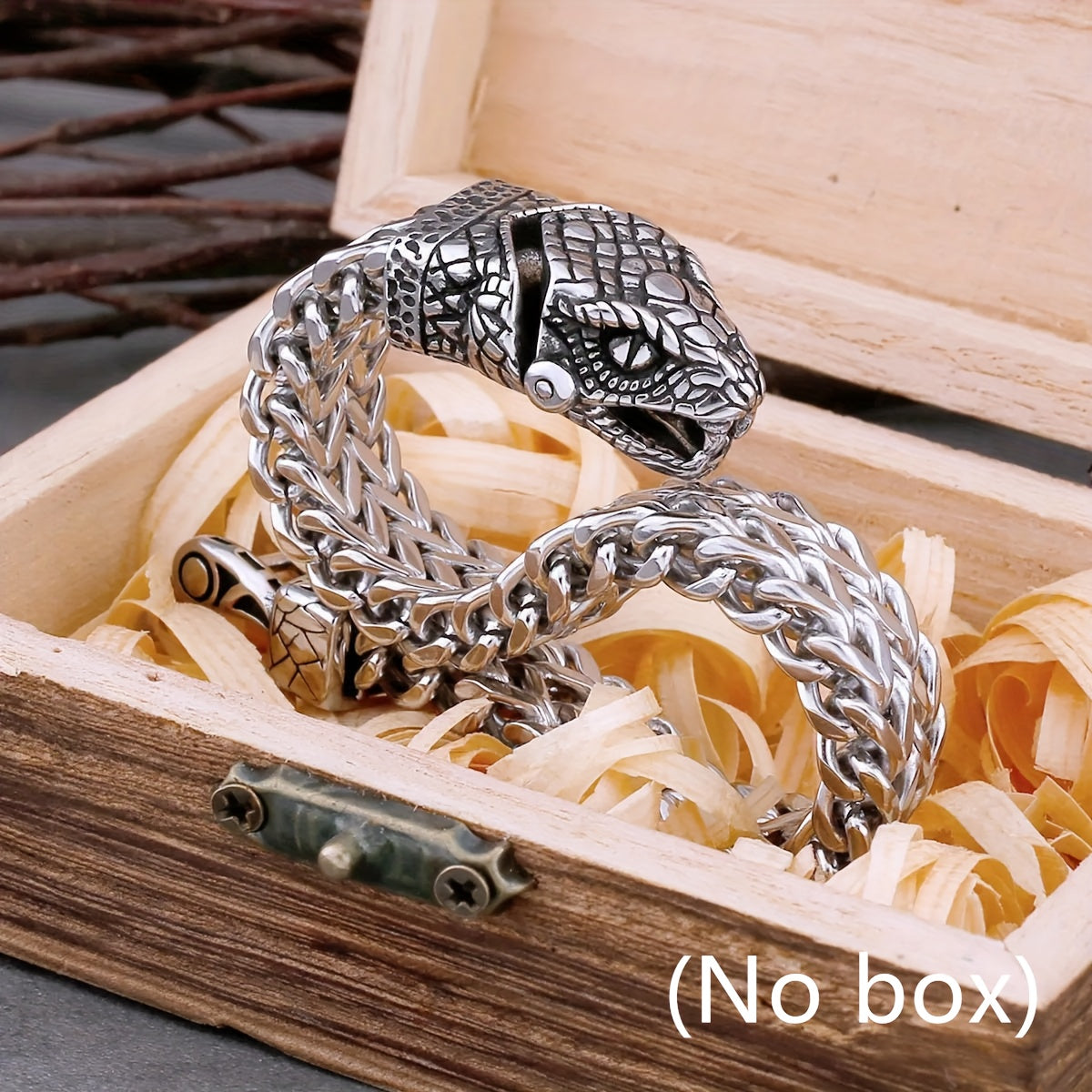 Stainless Steel Snake Head Bracelet for Men Punk Rock Jewelry Durable Gift