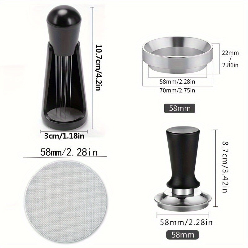 Set of 3 Espresso Accessories Kit for 51/58mm Machines with Dosing Funnel Puck Screen and Tools