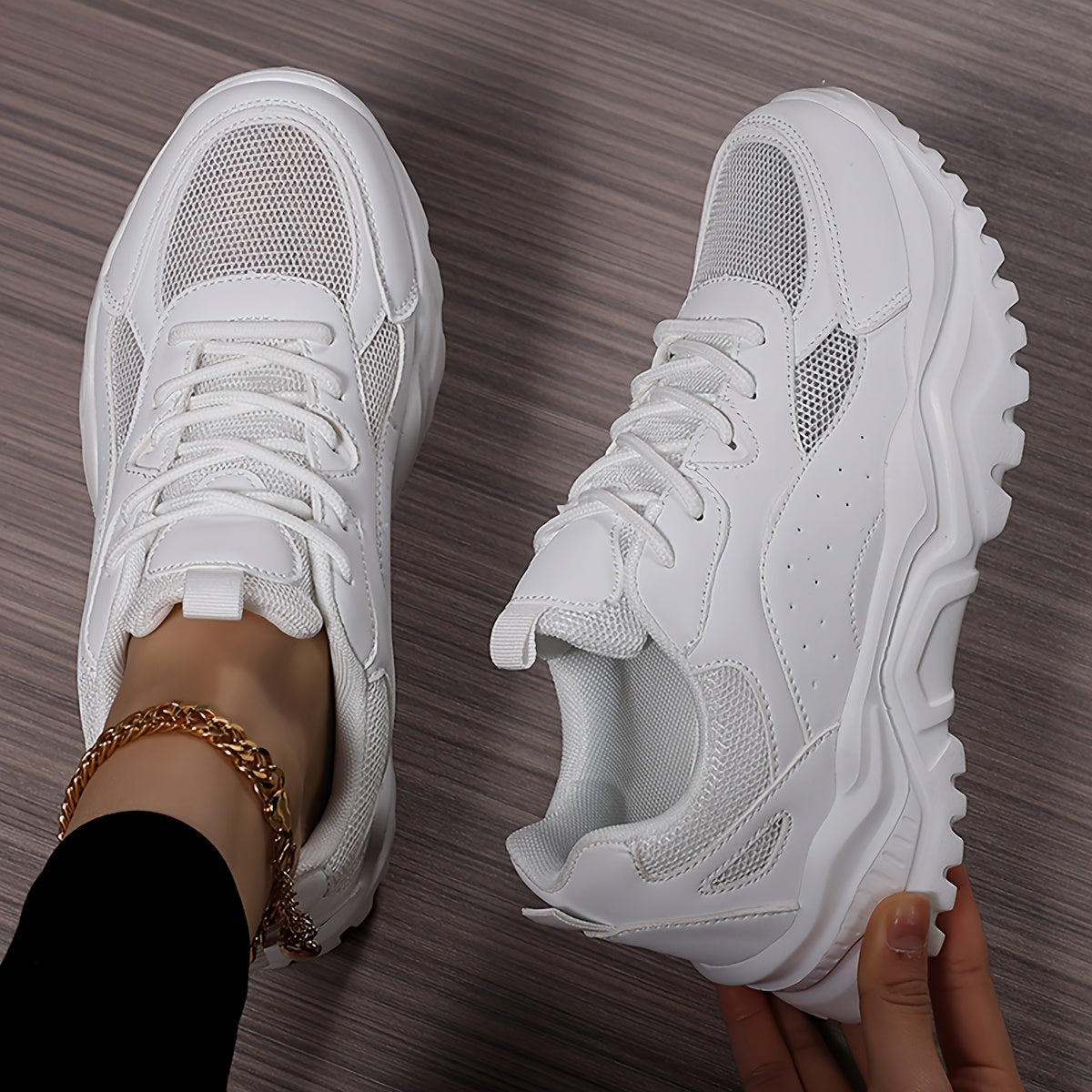 Women Casual Dad Shoes Versatile High Aesthetic Comfort Black