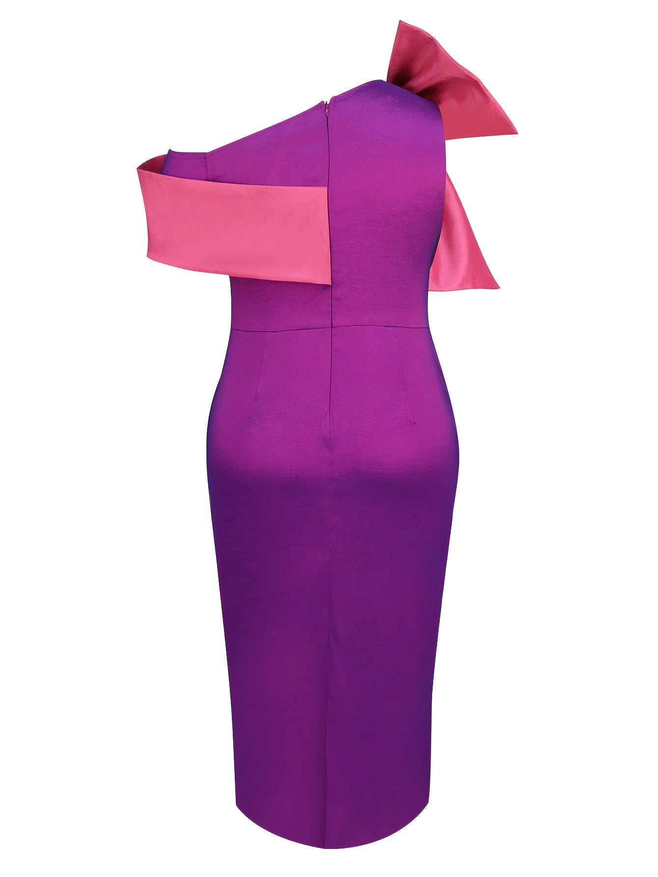 Women's Bodycon Party Dress with Bow Patchwork Irregular Collar