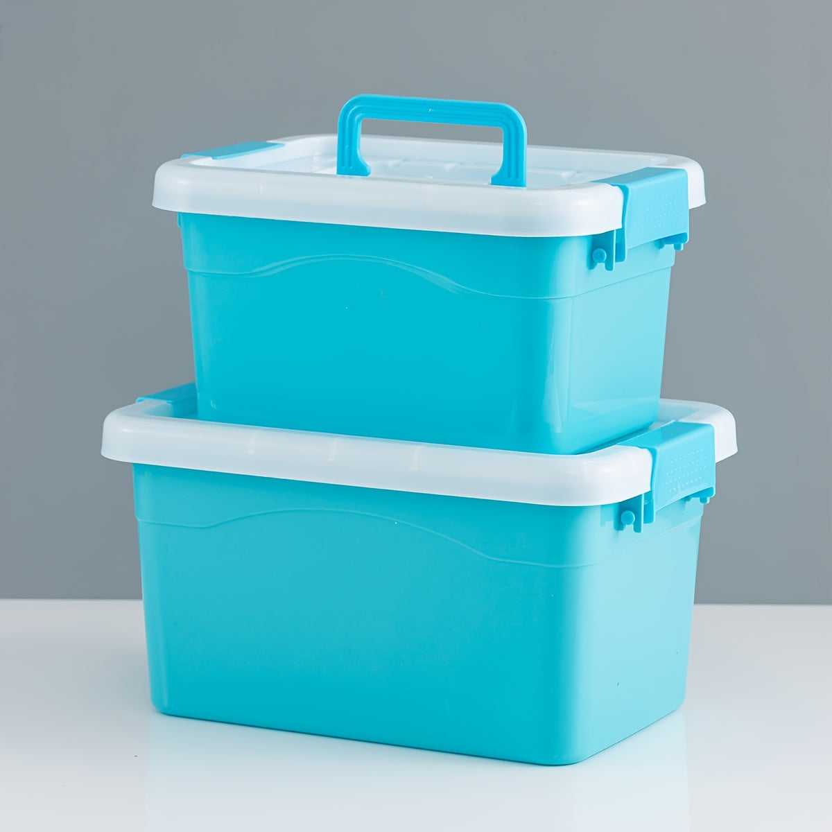 Set of 2 Plastic Storage Bins with Lids Moisture-Resistant Dustproof for Bathroom Toys Stationery