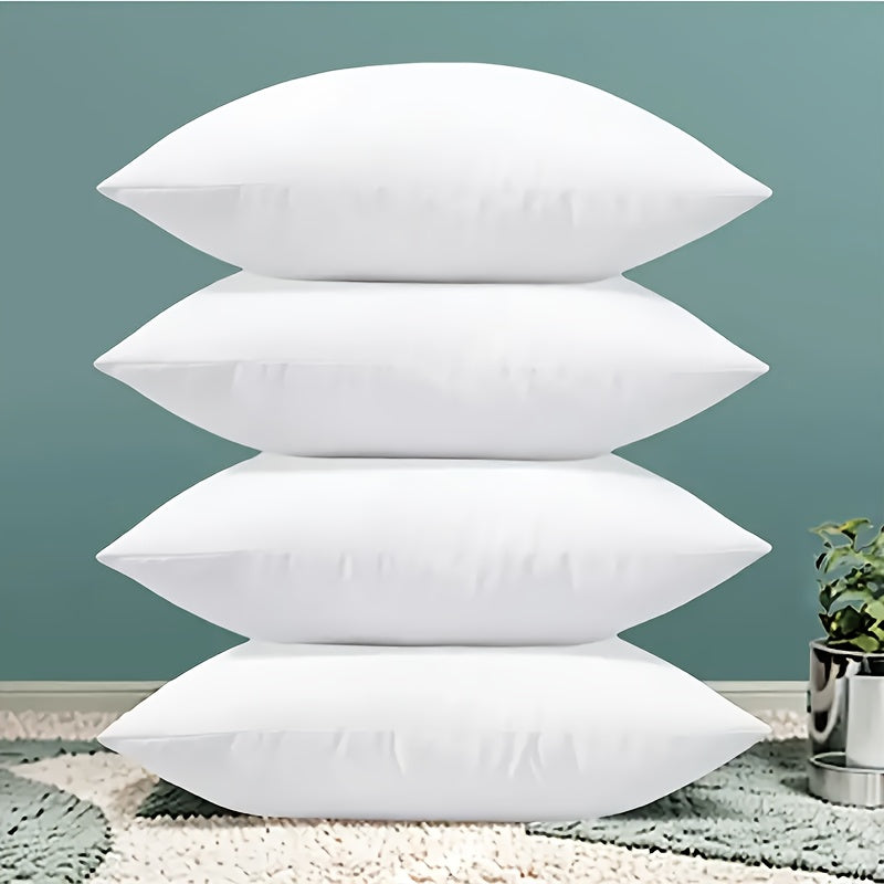 White Microfiber Throw Pillows Set of 4 Hypoallergenic Fluffy Cushions for Bed Couch Decor