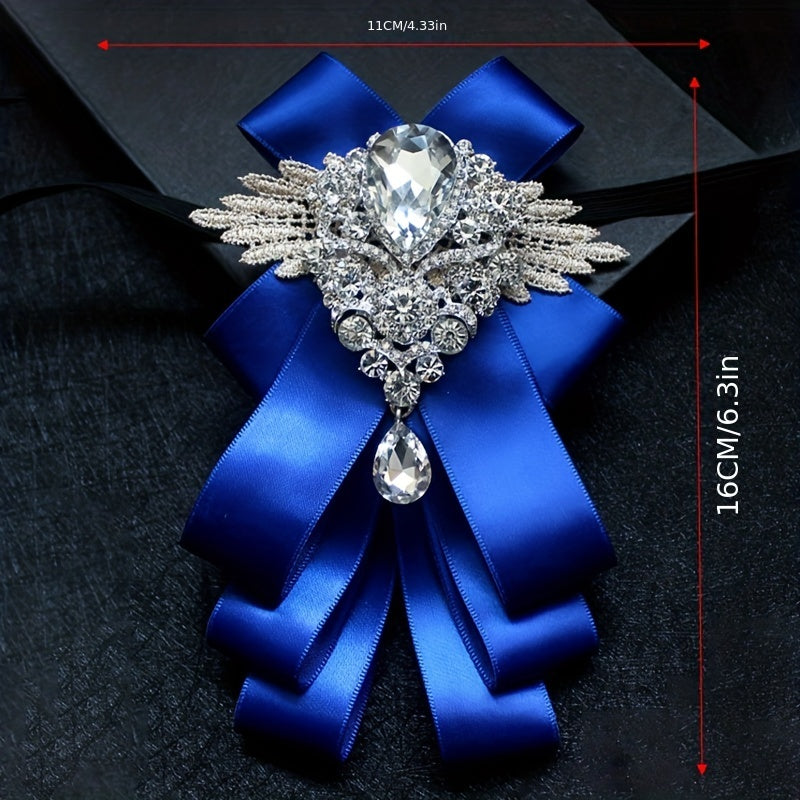 Men's Nightclub Suit with Artificial Diamond Bow Tie Black Slim Fit Formal Tuxedo