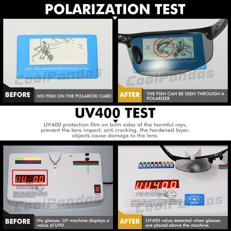 Men's Aluminum Rimless Photochromic Glasses Polarized Day Night Driving Anti-Glare