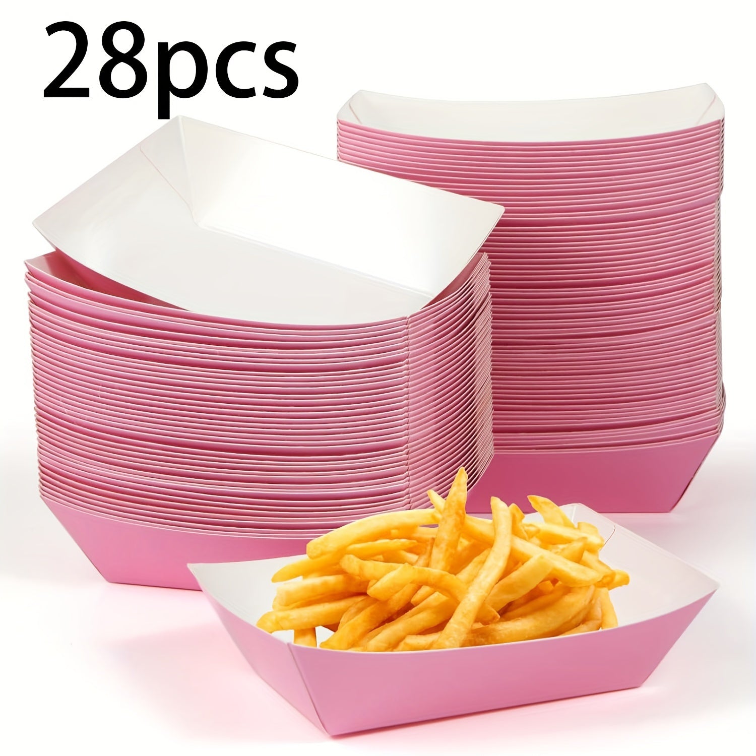 Pink Disposable Hot Dog Trays and Paper Plates Waterproof Oil Resistant for Parties Picnics and Celebrations