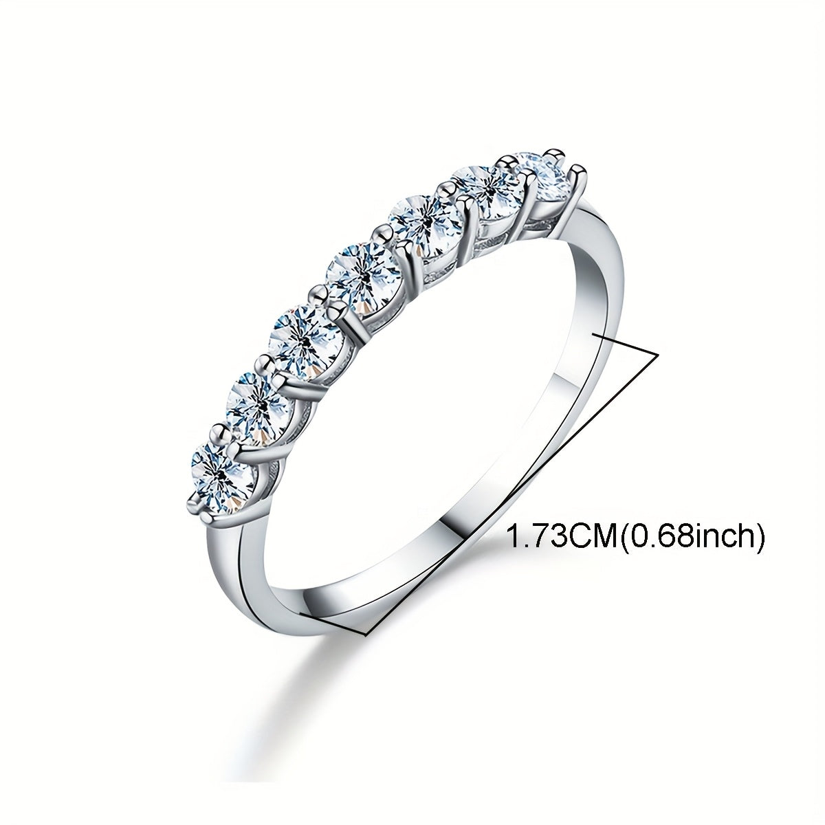 Women’s Moissanite Ring 7 Stones Sterling Silver Engagement Promise Anniversary