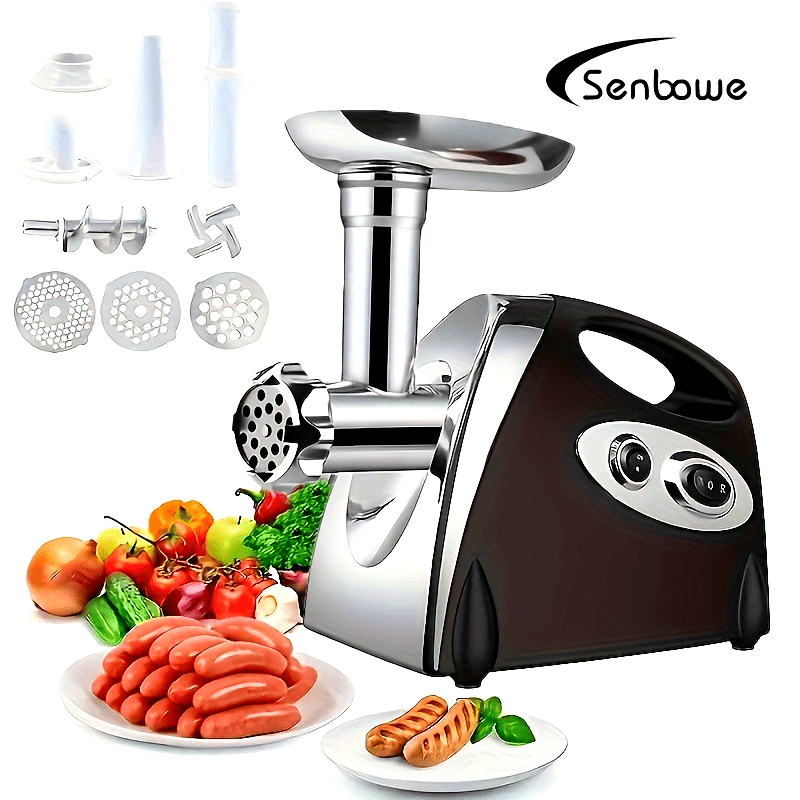 Электрическая мясорубка с 3 сетками для измельчения, насадкой для колбас, толкателем для продуктов, насадками для смешивания и нарезки, набором Куббе, европейской вилкой, кухонным прибором