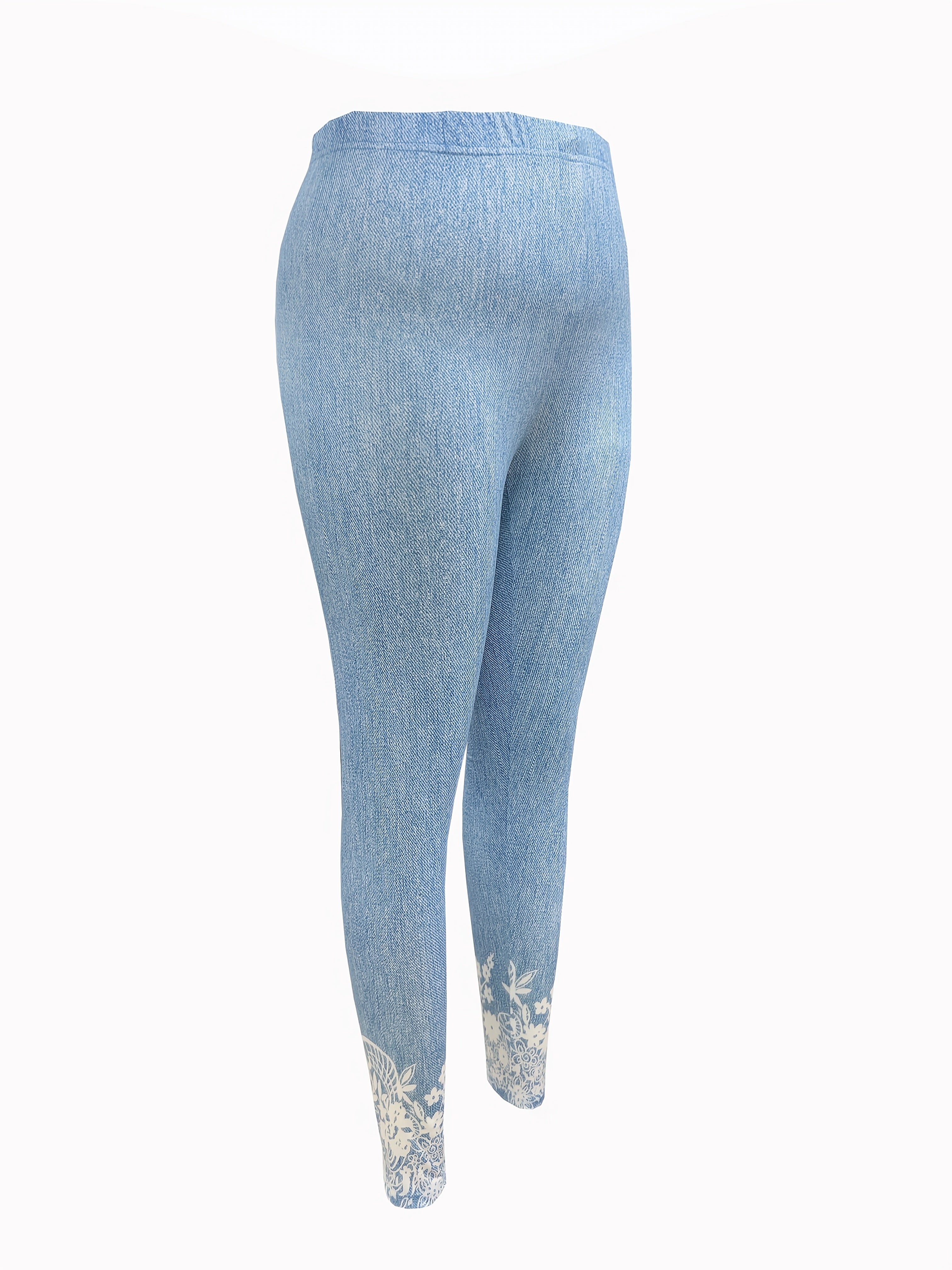 Women's Plus Size Faux Denim Skinny Leggings Geometric Print All-Season