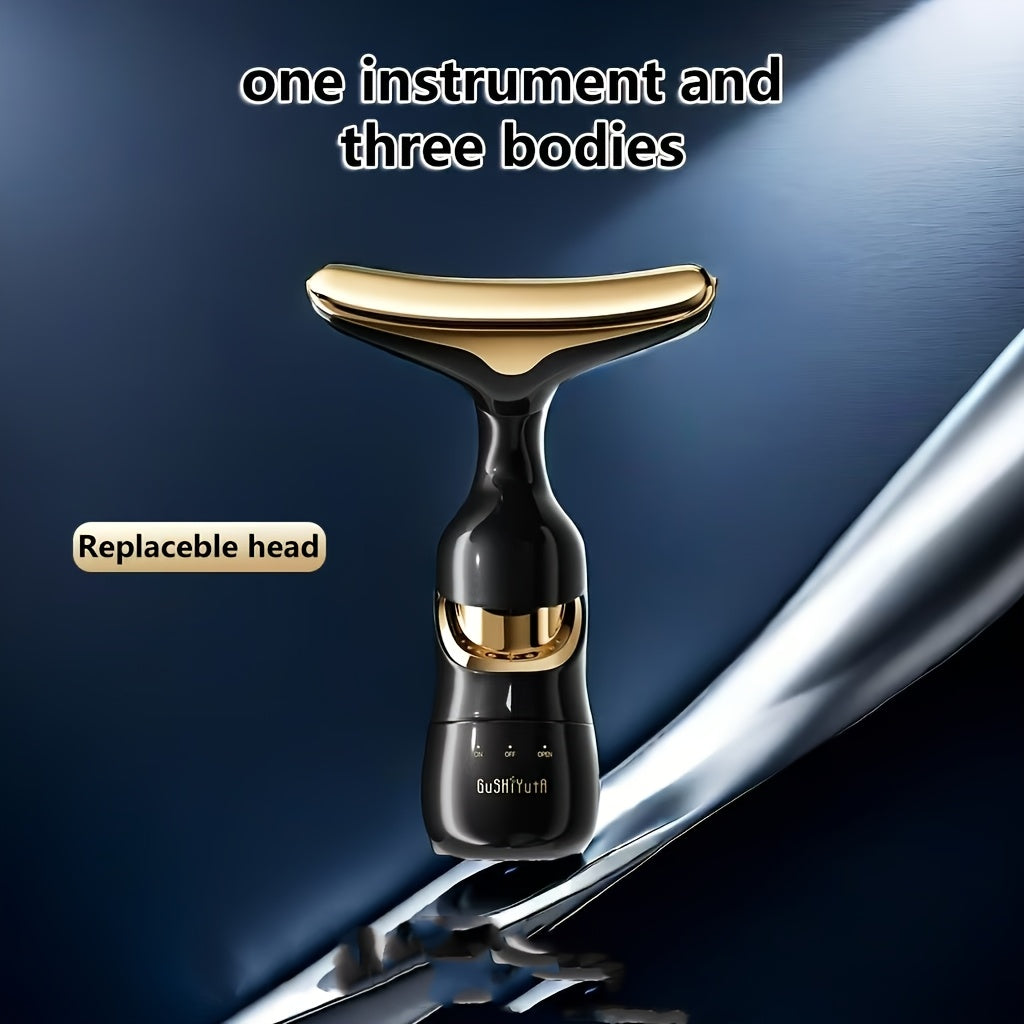 Bo'yin, ko'zlar va yuz terisi parvarishi uchun to'rt o'lchovli tebranuvchi massajchi.