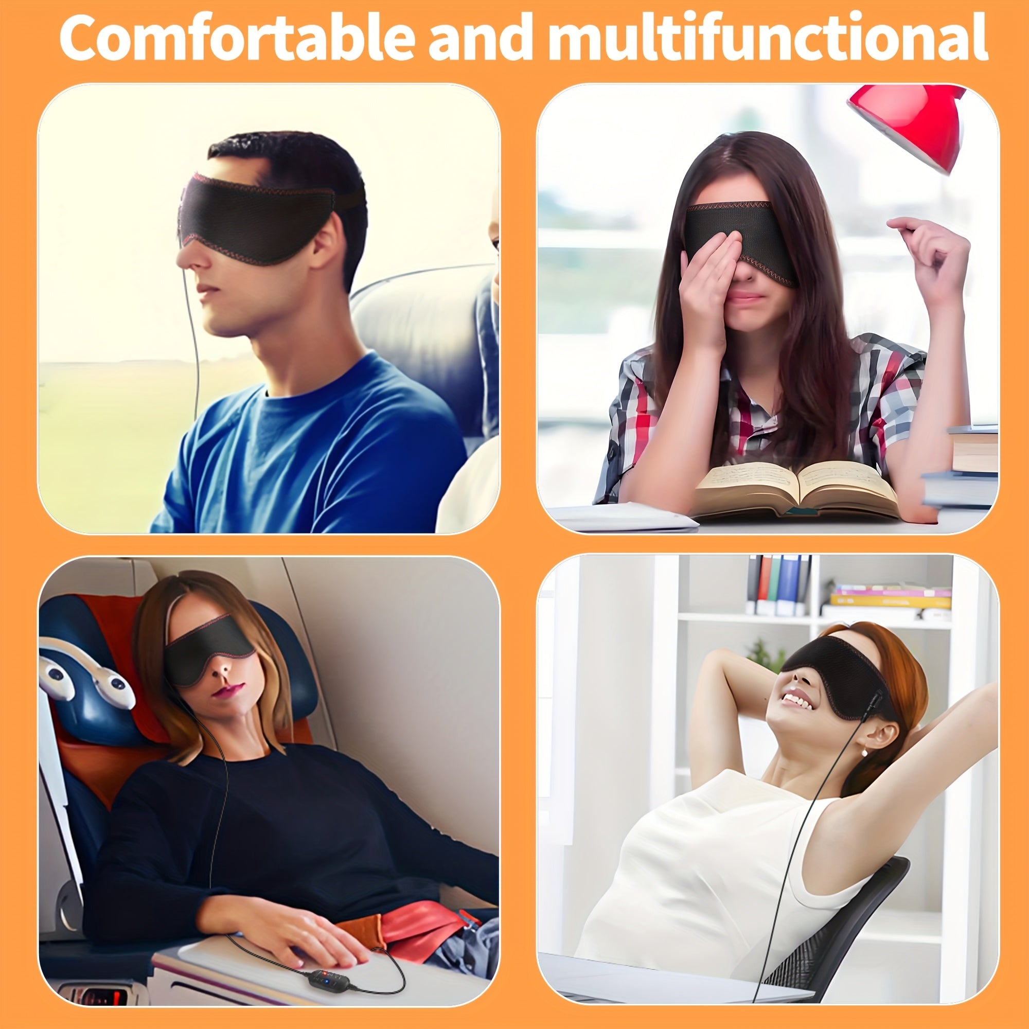 Heated Eye Mask USB Washable for Hot Compress Relaxing Eyes Sleep Aid