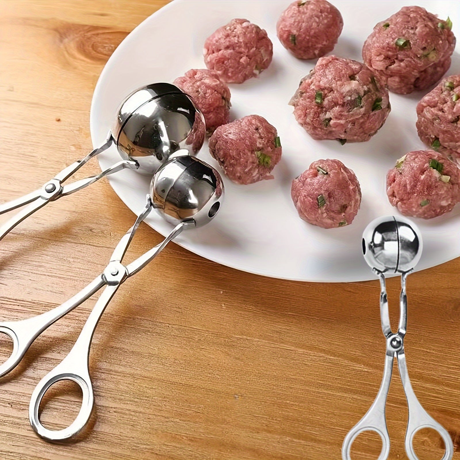 Stainless Steel Meatballer with Anti-Slip Handles for Making Meatballs and Cookie Dough