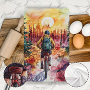 Set of 2 Vibrant Bicycle Adventure Kitchen Towels 40x60cm Absorbent Machine Washable