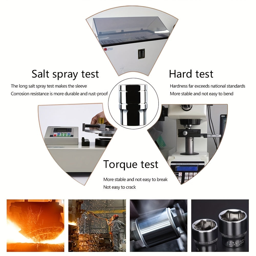 Juego de 46 piezas de llaves de vaso de acero con trinquete y estuche de almacenamiento