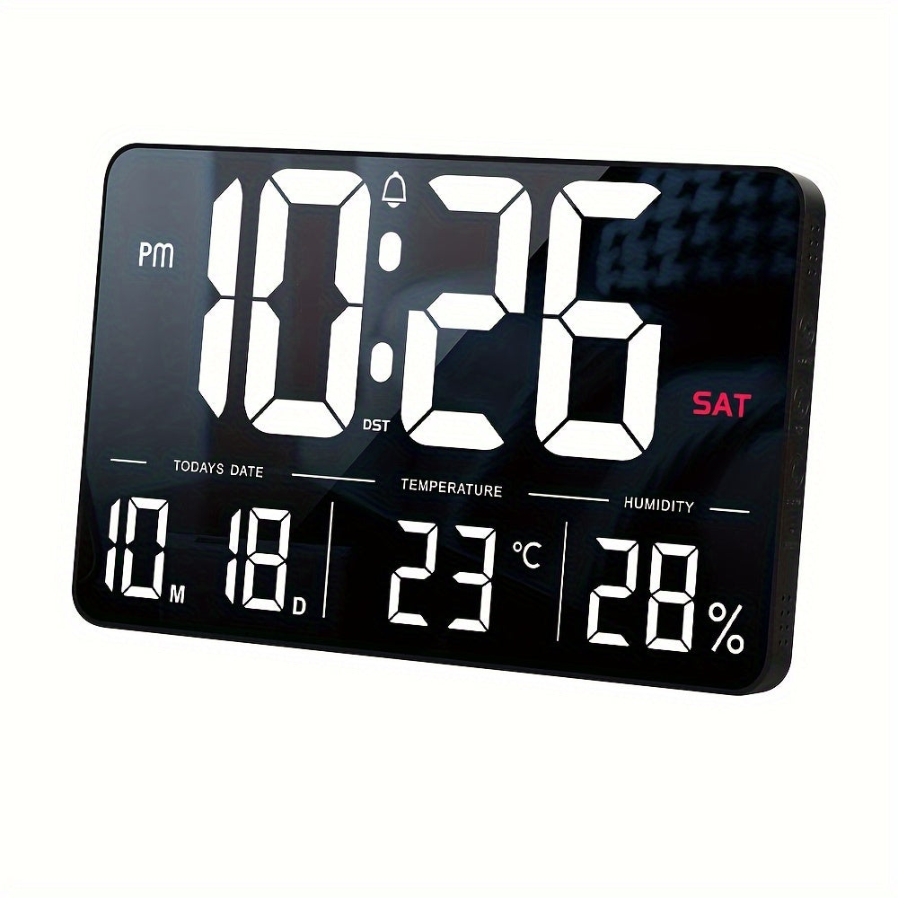 Digital Wall Clock 33.27cm with Remote Control, Adjustable Brightness, Calendar