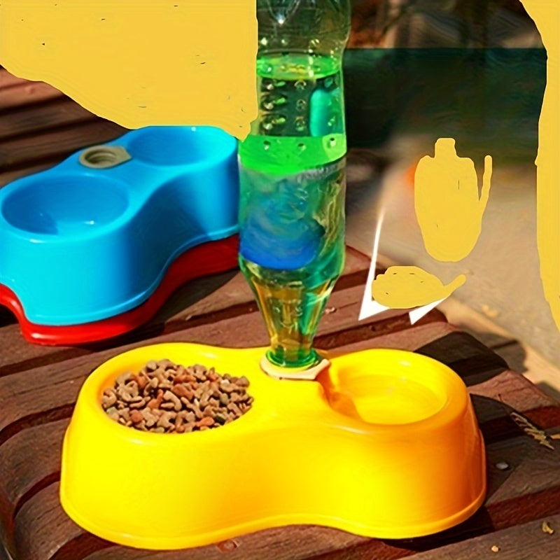 Automatic Plastic Pet Feeder and Water Dispenser Set for Cats and Dogs Double Bowls