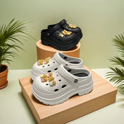 Women's Summer EVA Hole Shoes Thick Sole Teddy Dog Design Garden and Beach Shoes