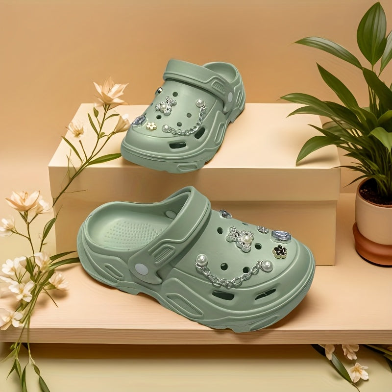 Women's EVA Hole Shoes with Thick Sole, Wear-Resistant, Comfortable