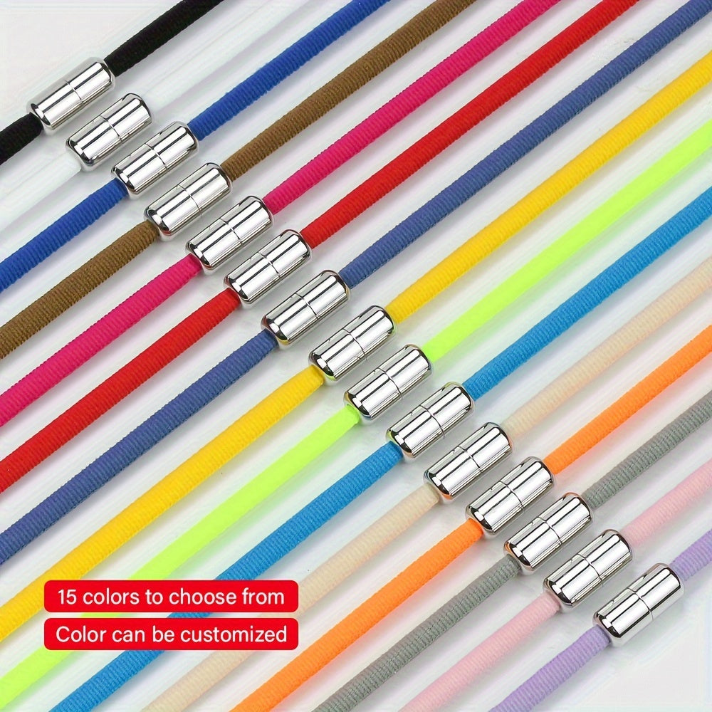 Unisex Elastic No-Tie Shoe Laces with Metal Buckle Quick Fasten Solid Color