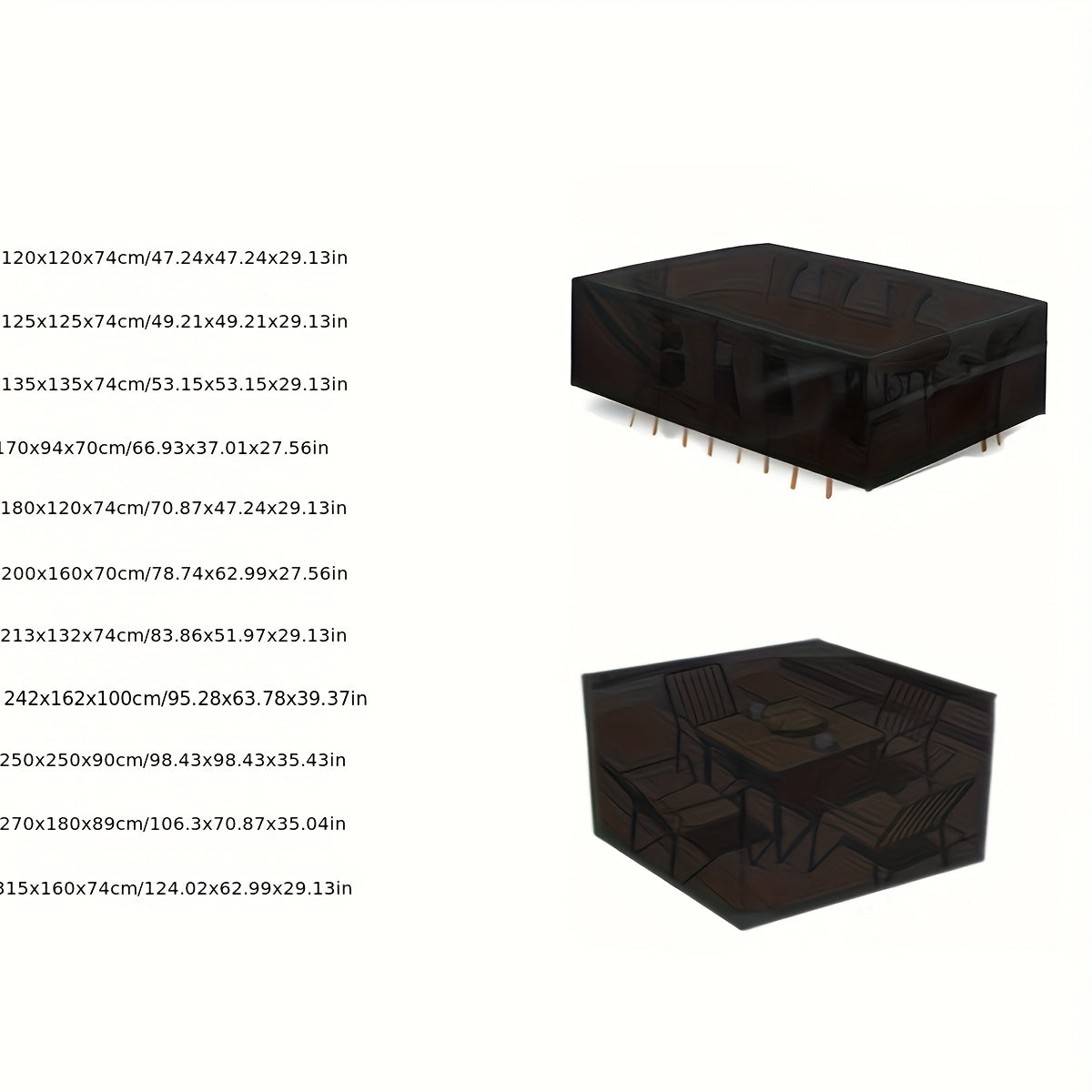 210D Oxford Cloth Outdoor Square Table and Chair Cover Black Patio Furniture Protector