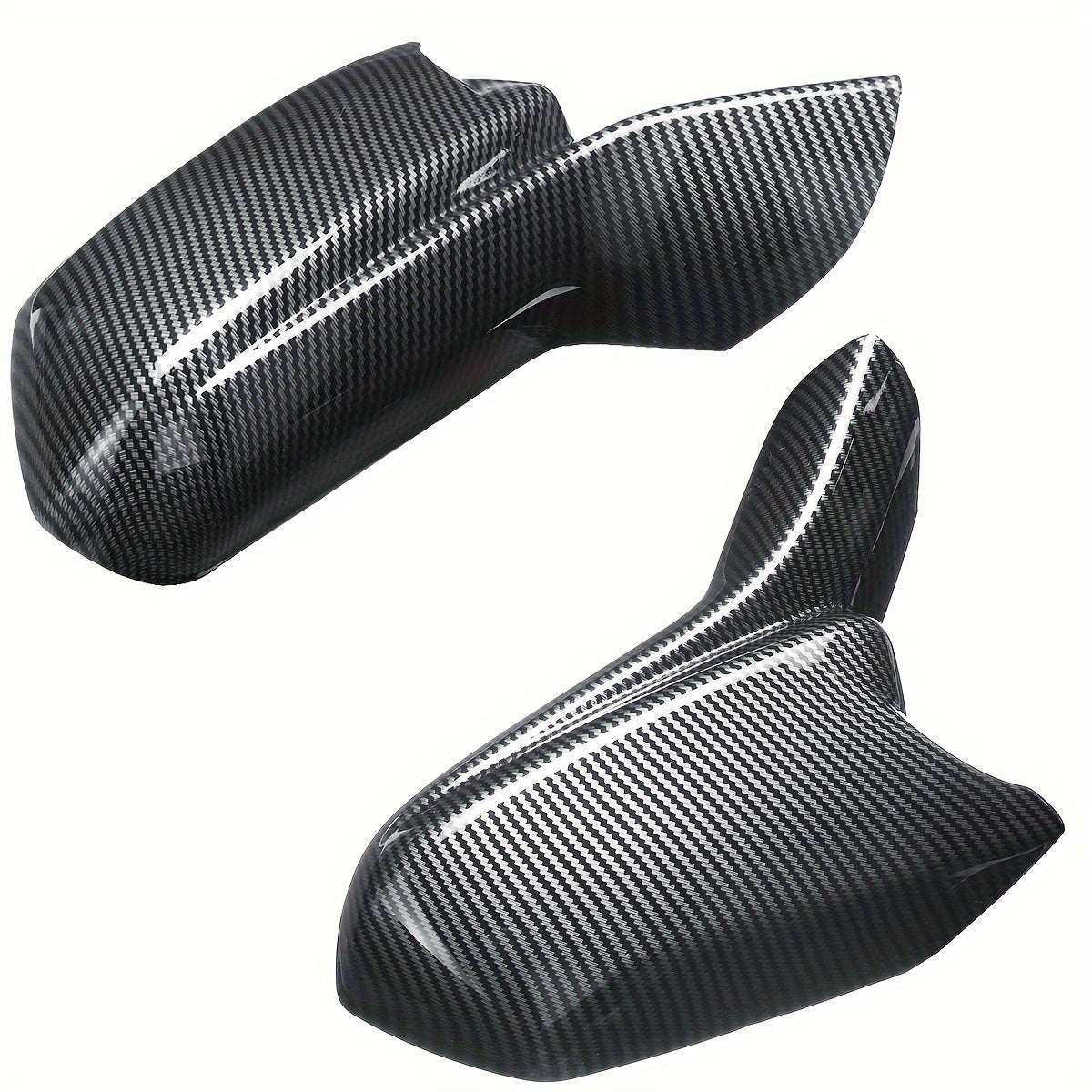 Fundas para espejos laterales de coche deportivo, acabado en negro brillante de fibra de carbono, protección UV